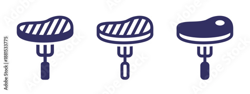 Steak on fork vector icons for food concept