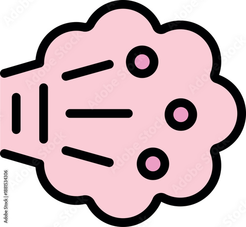 Pink cloud shaped illustration representing spraying perfume, deodorant, or hairspray
