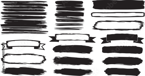 Wallpaper Mural Big collection of black paint, ink brush strokes, brushes, lines, grungy. Dirty artistic design elements, boxes, frames.  Torontodigital.ca