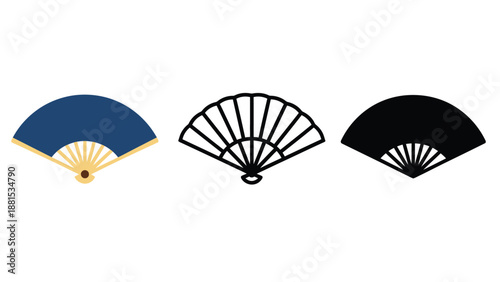 Three different fan designs on a white background