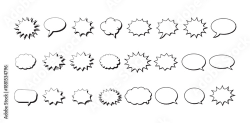 Speech bubble set vector design comic element collection communication boom blast bang burst pop
