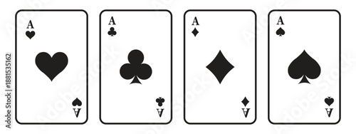 Vector art of four aces playing cards with spade, diamond, club and heart suits on a gray background isolated playing card game vector illustration isolated on white background