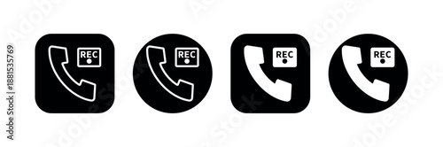 Call Recording Icon, Phone REC Vector, Solid and Outline Styles