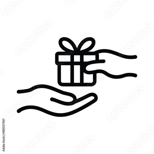 Silhouette of hands giving a gift box with a bow