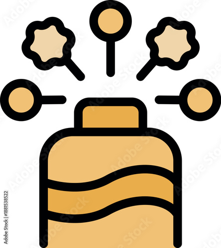 Perfume bottle spraying fragrance mist, symbolizing aromatic scent, freshness, and personal care