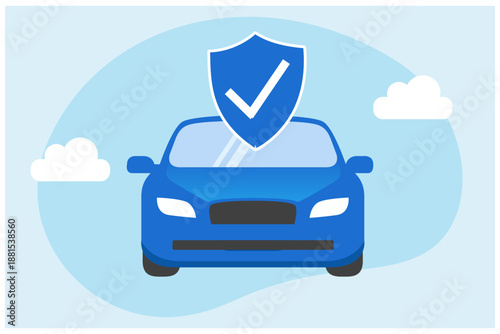 Car insurance concept.Man deal with insurance agent and signing form vector illustration