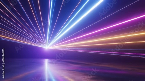 Abstract neon light trails create a futuristic and dynamic background for technology.