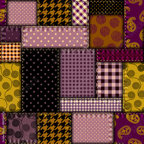 Patchwork textile pattern. Seamless quilting design background.
