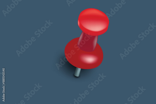 Realistic 3D push pin and paper pin vector, suitable for office boards, notices, reminders, and stationery-related designs.