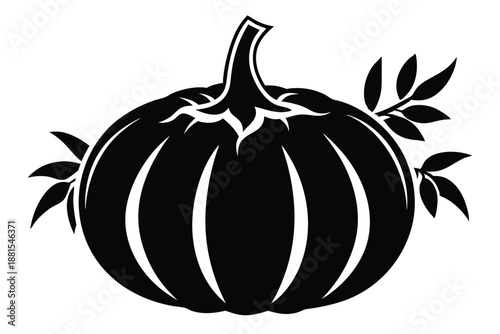 pumpkin silhouette line art vector illustration