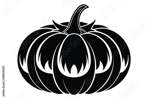 pumpkin silhouette line art vector illustration