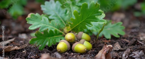 acorns strewn across the earth signaling fresh vibrant growth and potential
