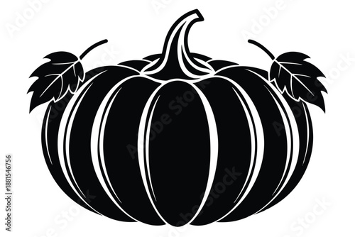 pumpkin silhouette line art vector illustration