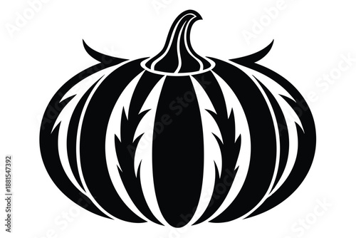 pumpkin silhouette line art vector illustration