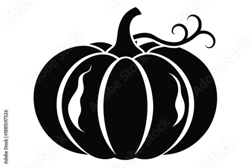 pumpkin silhouette line art vector illustration