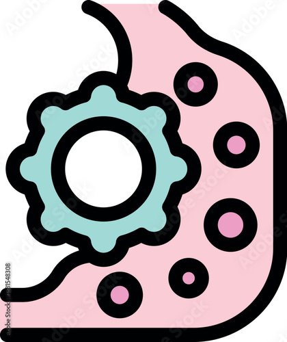 Stylized depiction of a bacterial cell with vibrant colors and bold outlines