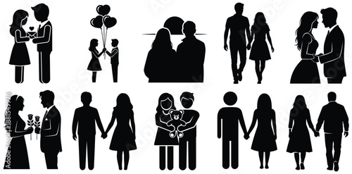 Sentimental Couple Moments and Sunset Silhouette Icons