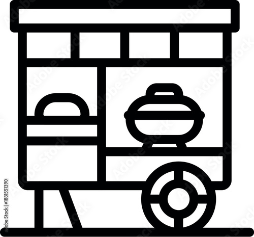 Street food cart offering delicious meals on wheels, embracing urban cuisine culture