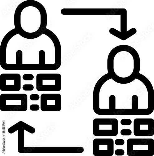 Transferring information between users with distributed data storage, symbolizing a decentralized network concept