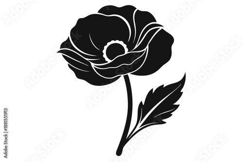 poppy silhouette line art vector illustration