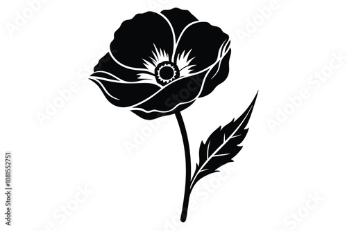poppy silhouette line art vector illustration