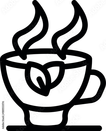 Herbal tea brewing in a cup, emanating warmth and a soothing aroma