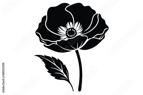 poppy silhouette line art vector illustration