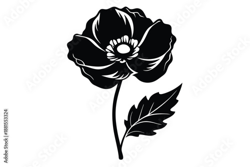 poppy silhouette line art vector illustration
