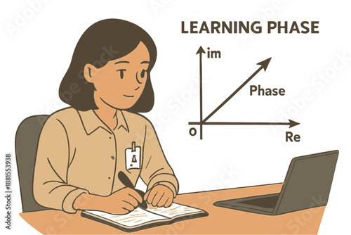  Office Intern Taking Notes Attentively, Learning Phase and Career Growth Vector isolated white background