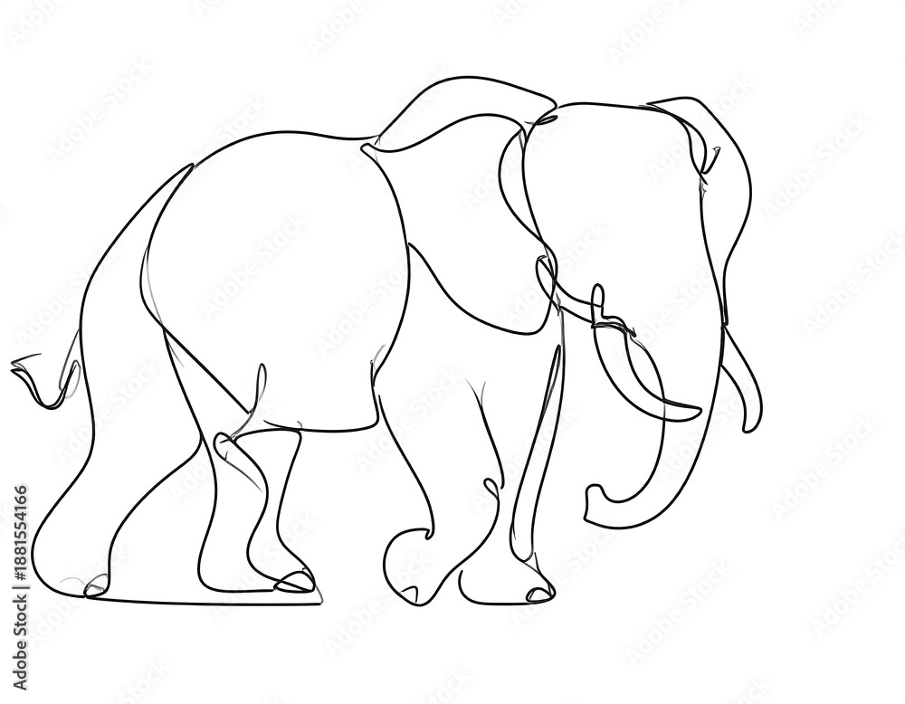 Obraz premium A continuous line drawing of an elephant
