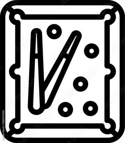Billiard table with cue and balls, representing the game of billiards, in a simple linear icon style