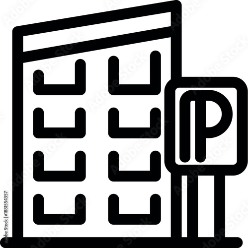 Parking sign stands near modern building, suggesting availability of parking spaces for residents and visitors