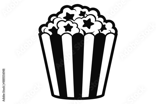 popcorn silhouette line art vector illustration