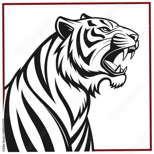 Wallpaper Mural Striking tiger head portrait with intricate details and bold lines presented as a captivating silhouette Torontodigital.ca