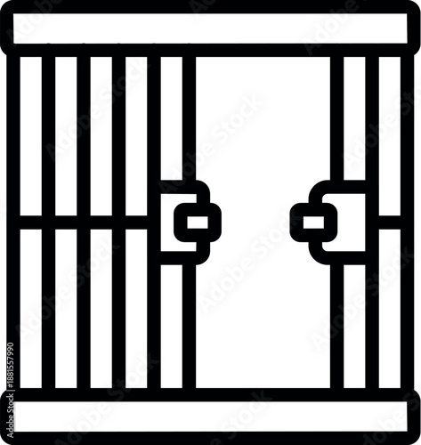 Simple jail cell icon representing incarceration, with closed door and metal bars, symbolizing captivity and loss of freedom