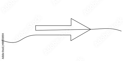 Black return arrow in one line art style. Arrow drawing with editable stroke on white background. Vector illustration.