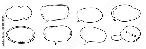 Set of hand drawn sketch speech bubbles and dialog balloons in comic doodle style with varied shapes and outlines for text quotes and communication design