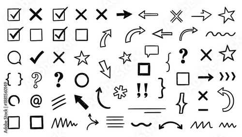 Foto Collection of Hand Drawn Doodles, Symbols and Icons for Creative Design Projects