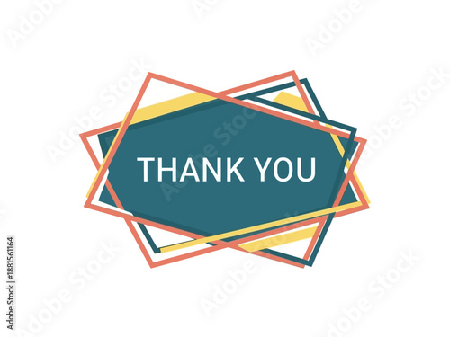 Thank you text on geometric background with colorful overlapping shapes