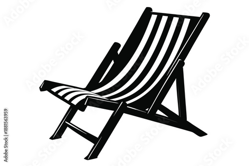beach chair silhouette line art vector illustration