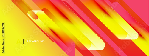 Dynamic gradient lines create vibrant abstract background. Yellows, oranges, reds blend seamlessly, offering modern aesthetic.