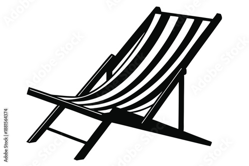 beach chair silhouette line art vector illustration