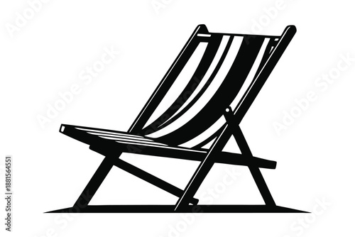 beach chair silhouette line art vector illustration