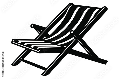 beach chair silhouette line art vector illustration