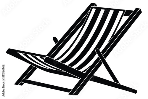 beach chair silhouette line art vector illustration