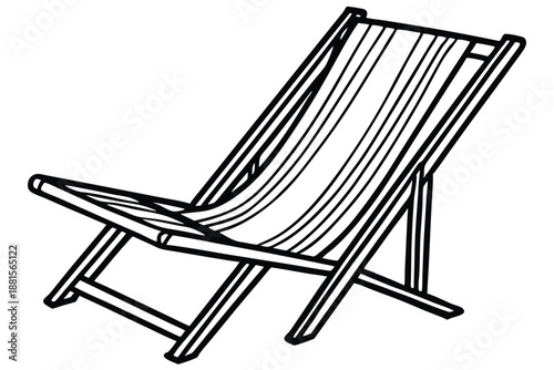 beach chair silhouette line art vector illustration
