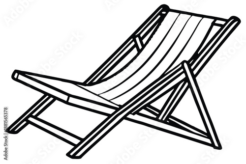 beach chair silhouette line art vector illustration