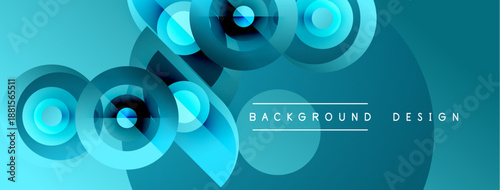 Abstract blue shapes overlap, creating dynamic visual effect. Modern design elements suggest technology, innovation. Smooth gradients enhance depth.