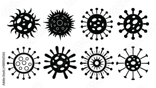collection of various virus icons in different silhouette styles silhouette high quality professional detailed modern elegant