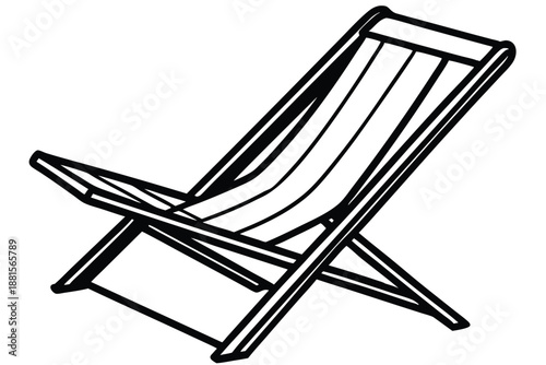beach chair silhouette line art vector illustration
